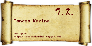 Tancsa Karina névjegykártya